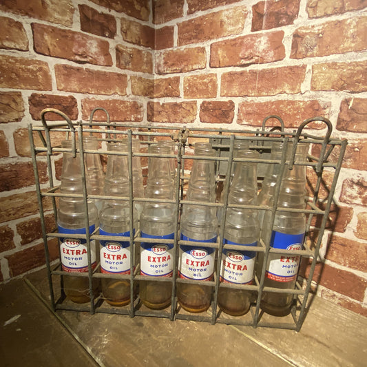 12 X PINT ESSO EXTRA OIL BOTTLES IN CRATE #5816 image 0
