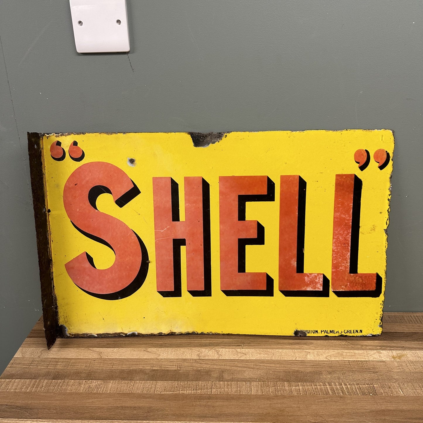 DOUBLE SIDED SHELL ENAMEL SIGN #08518 image 0