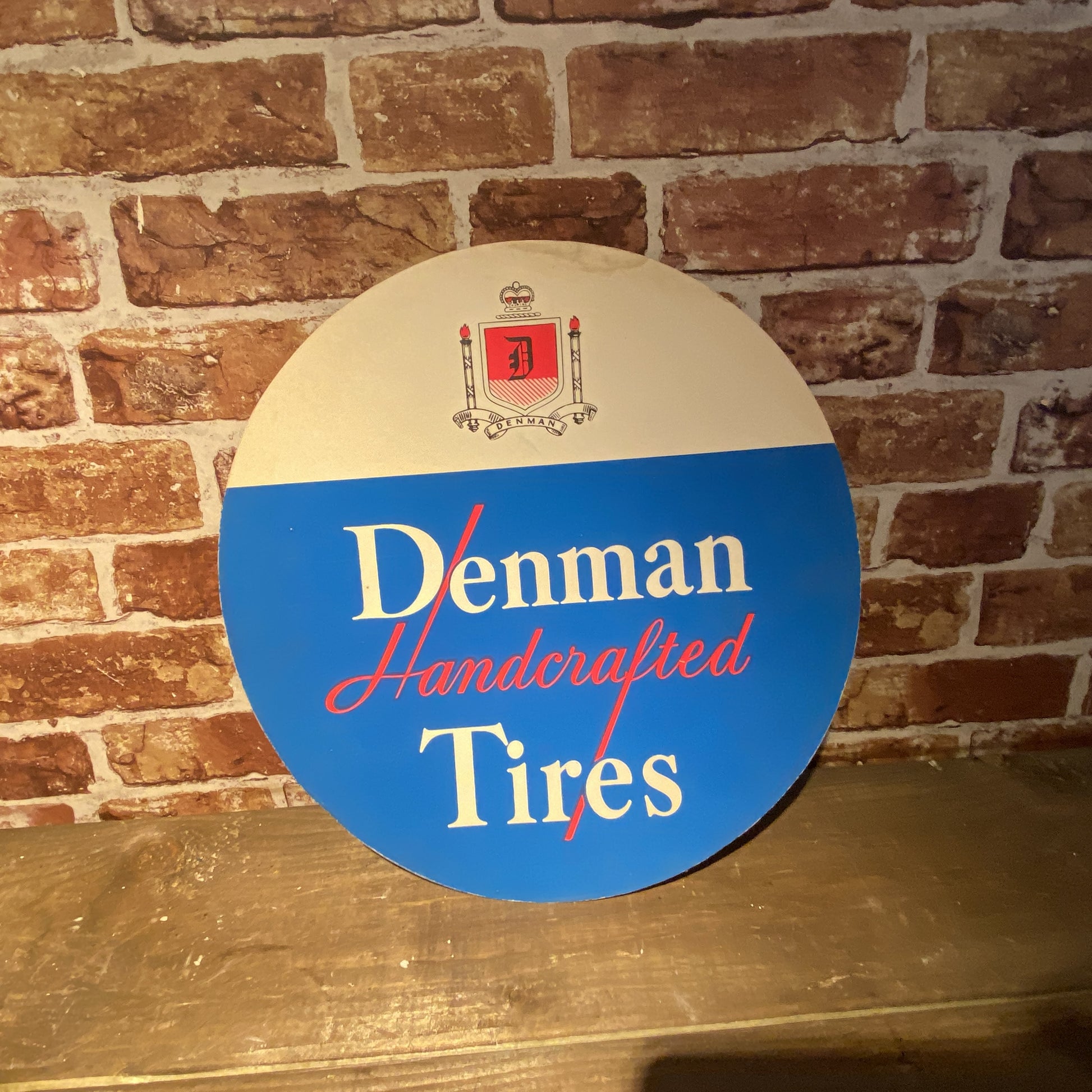 DENMAN HANDCRAFTED TIRES CARD SIGN #5483 image 0