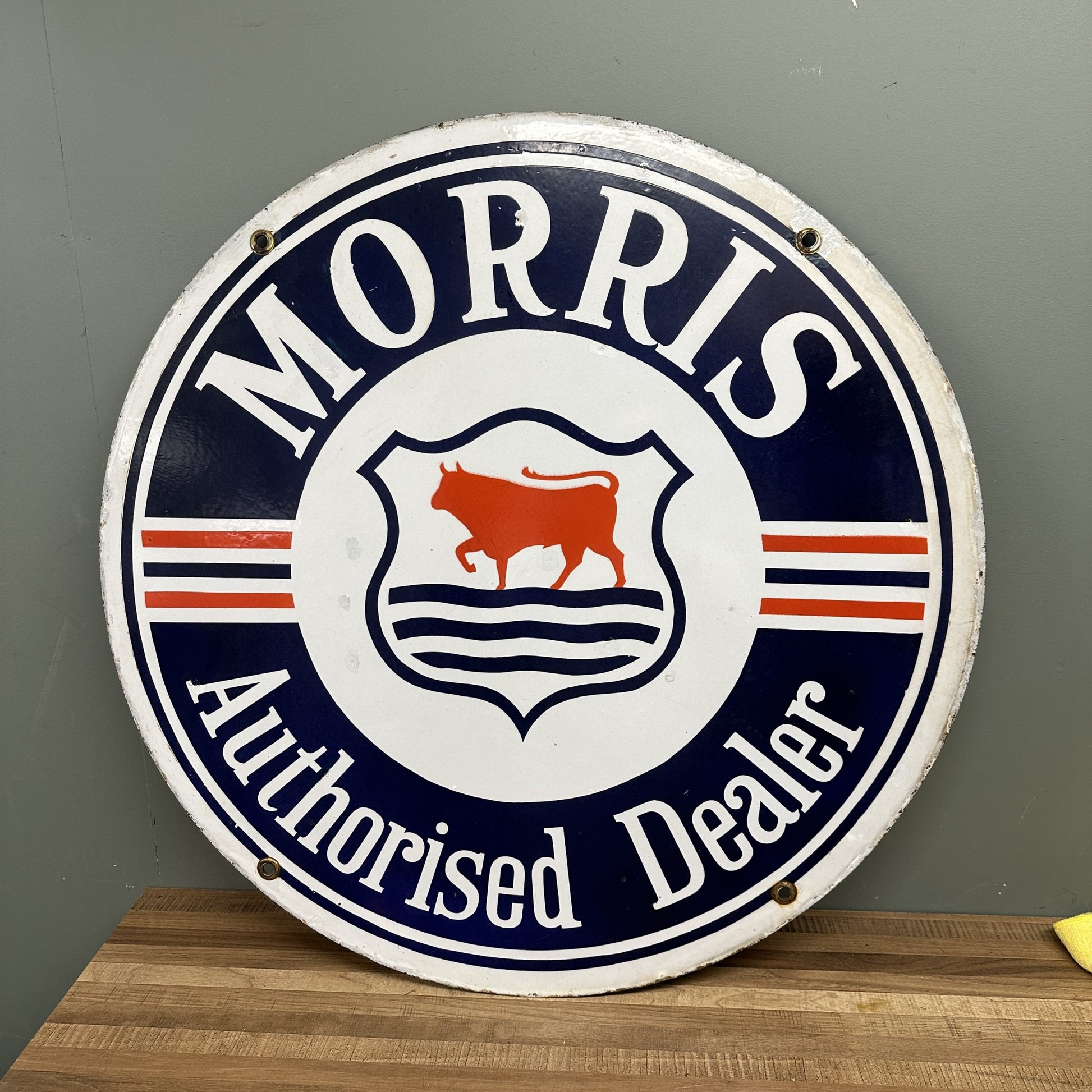 DOUBLE SIDED MORRIS ENAMEL SIGN #08545 image 0