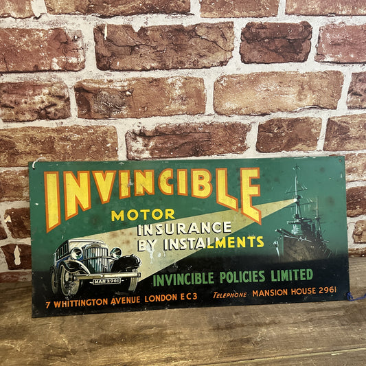 INVINCIBLE MOTOR INSURANCE SIGN #7461 image 0