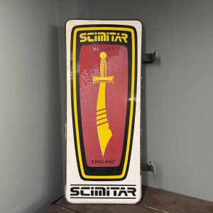 SCIMITAR DOUBLE SIDED TIN SIGN - #08789